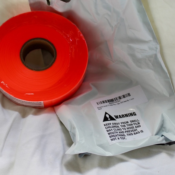 Flagging Tape, Orange, 600-Feet by 1-Inch Outdoor Property Marking Tape Garden - Picture 3 of 4